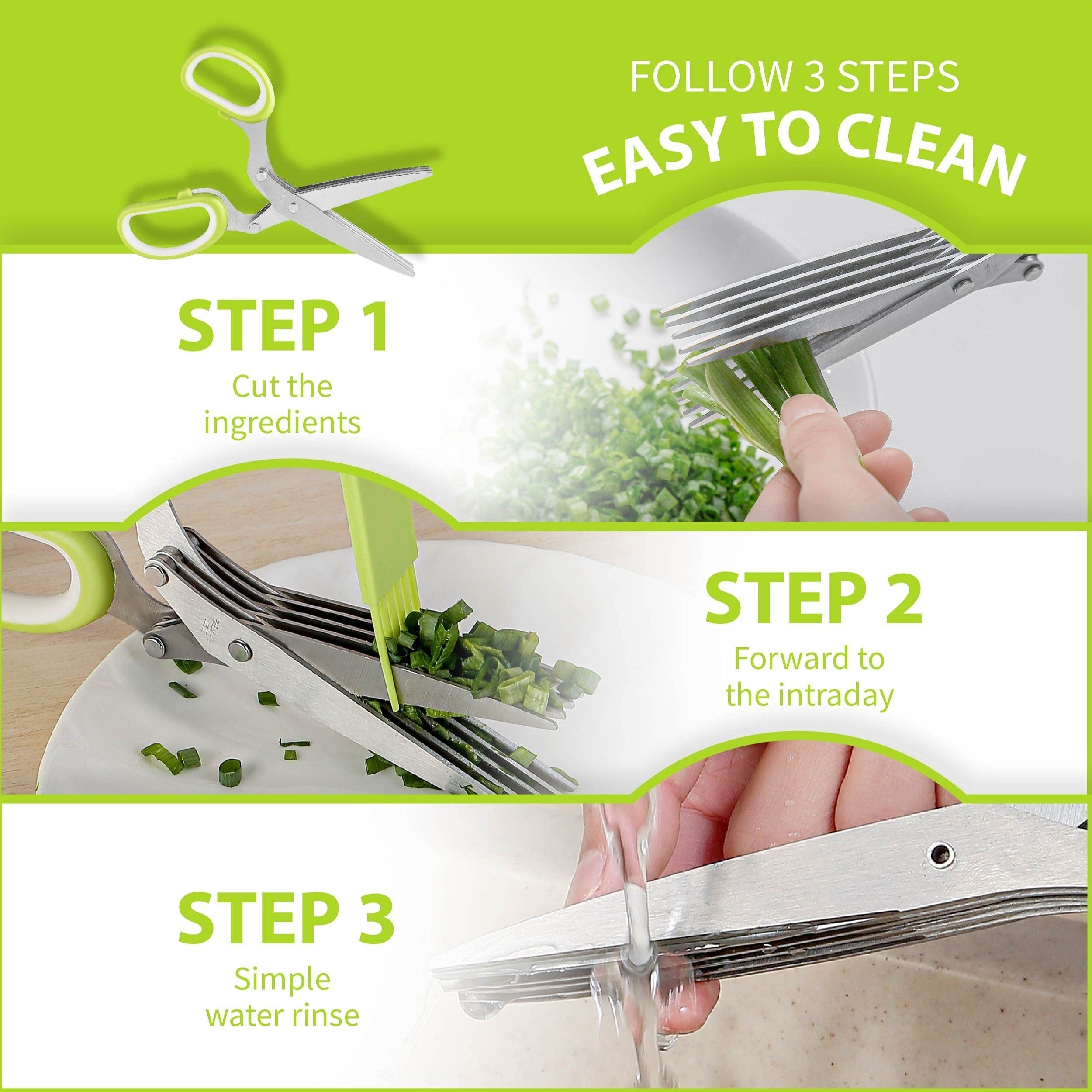 Multipurpose Kitchen Shears Herb Scissors Set with 5 Stainless Steel Blades