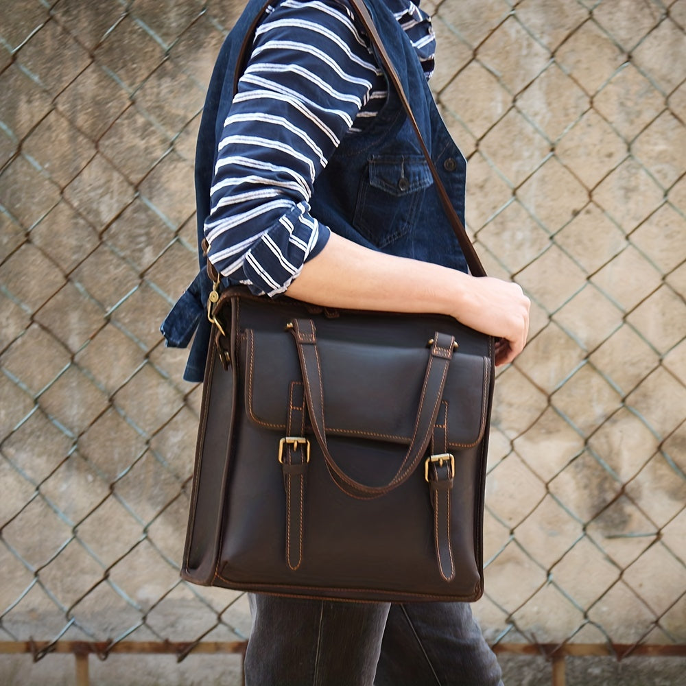 Retro Cowhide Backpack Men's Hand Held Briefcase