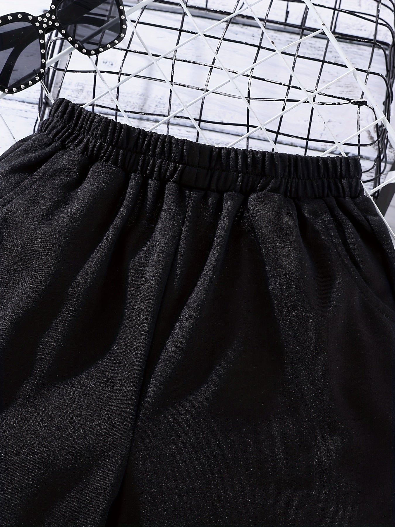 Girls Bear Figure Print Casual Sweat Shorts Elastic Waist Work Out Shorts