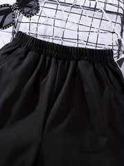 Girls Bear Figure Print Casual Sweat Shorts Elastic Waist Work Out Shorts