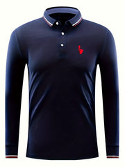 Men's Lightweight Polo Shirt Long Sleeve Button Up