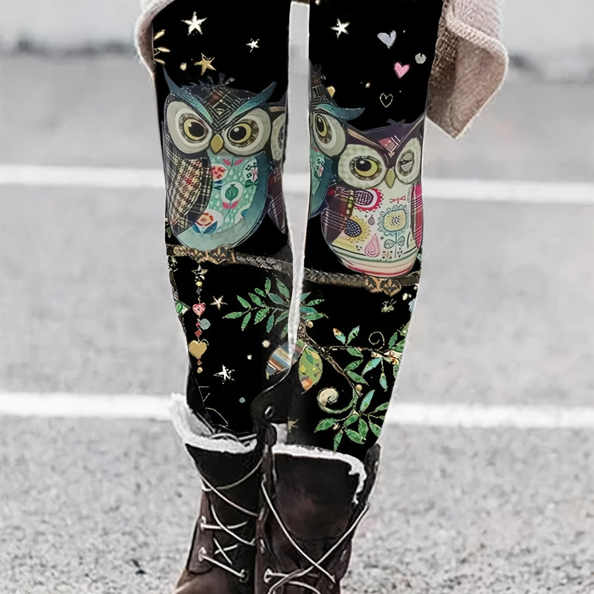  Casual Pants Women's Plus Floral & Animal Print Leggings