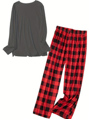  Christmas Lounge Set Women's Plus Santa Claus & Heart Print