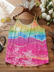  Marble Print Split Strap Tank Top