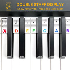 Silicone Piano Stickers 88 Keys Removable Reusable Note Labels