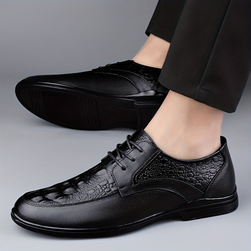 Men's Crocodile Embossed Derby Shoes Business Wear Resistant