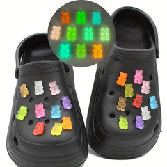 20pcs Luminous Colorful Bear Shoe Charms DIY Clogs Accessories