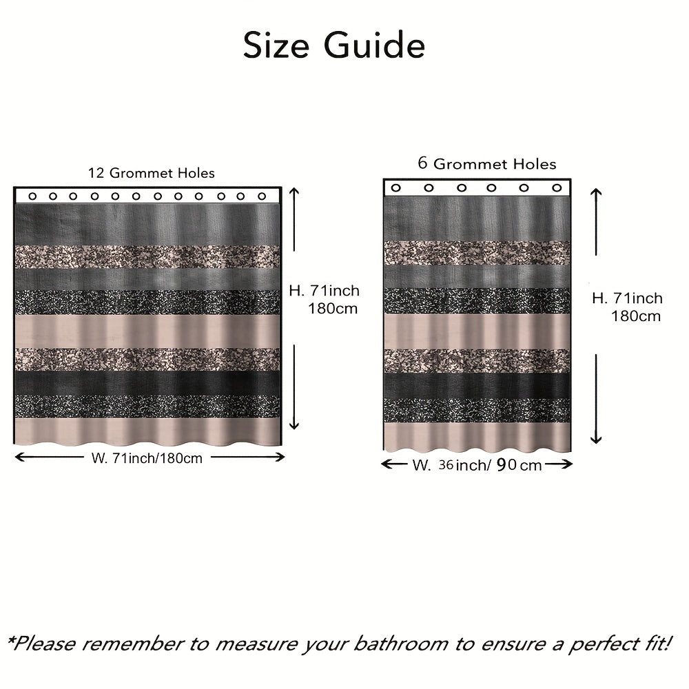 Gray Pink Stripe Shower Curtain with Plastic Hooks