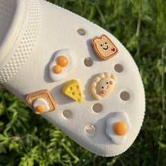 Cheese Egg Bread Sponge Resin Shoe Charms - DIY Sandals Slippers Accessories