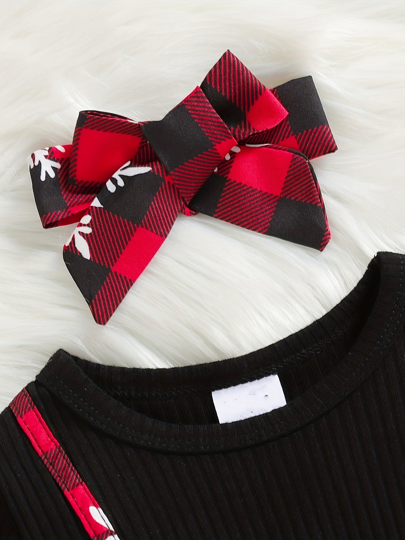 Toddler Girl Cotton Ribbed Plaid Dress & Headband Set
