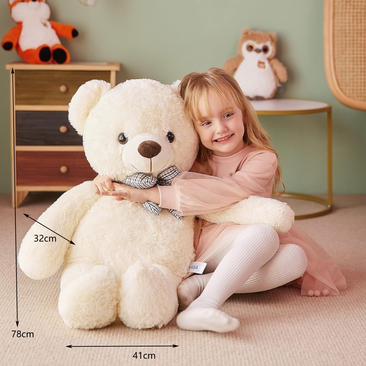 IKASA Giant Teddy Bear Plush Toy Soft Stuffed Animal for Bedroom or Gift