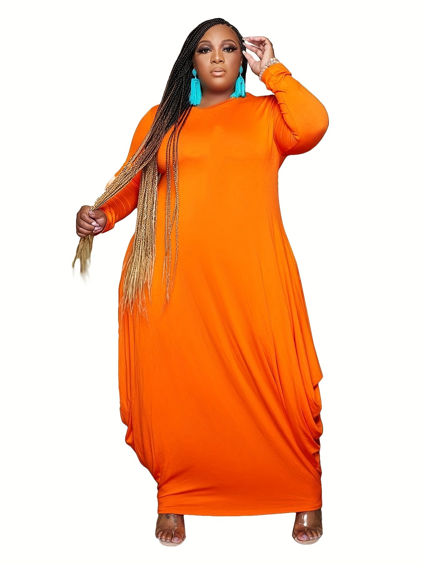  Long Sleeve Maxi Dress All Cover Notched