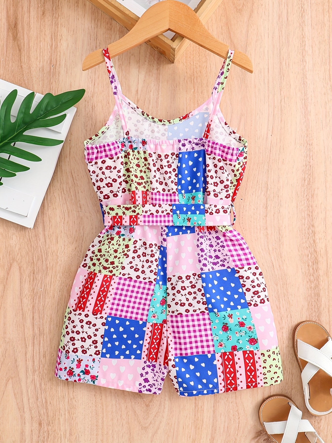 Girls Floral Print Sleeveless Romper