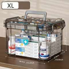 Plastic Medicine Organizer Double Layer Storage Box - Water Resistant