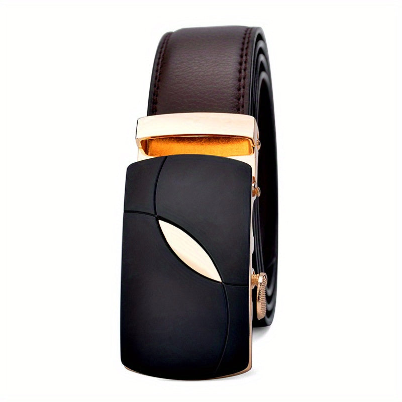 Men's Leather Belt Automatic Buckle Business Waist Strap