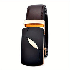 Men's Leather Belt Automatic Buckle Business Waist Strap