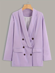  Solid Button Up Long Sleeve Blazer