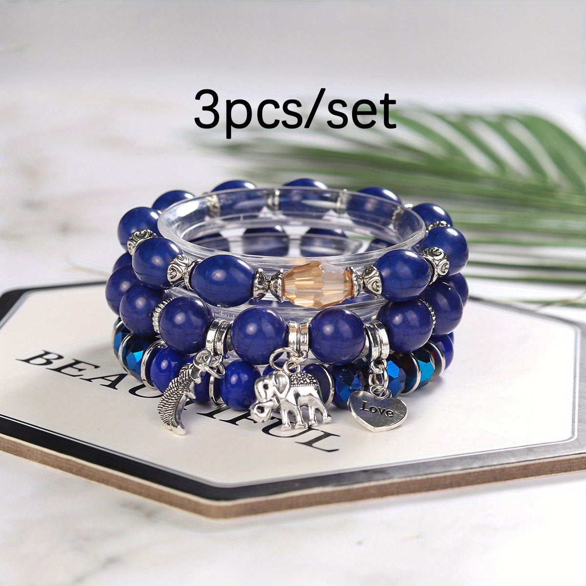 Bohemian Beaded Elephant Wings LOVE Ball Bracelet