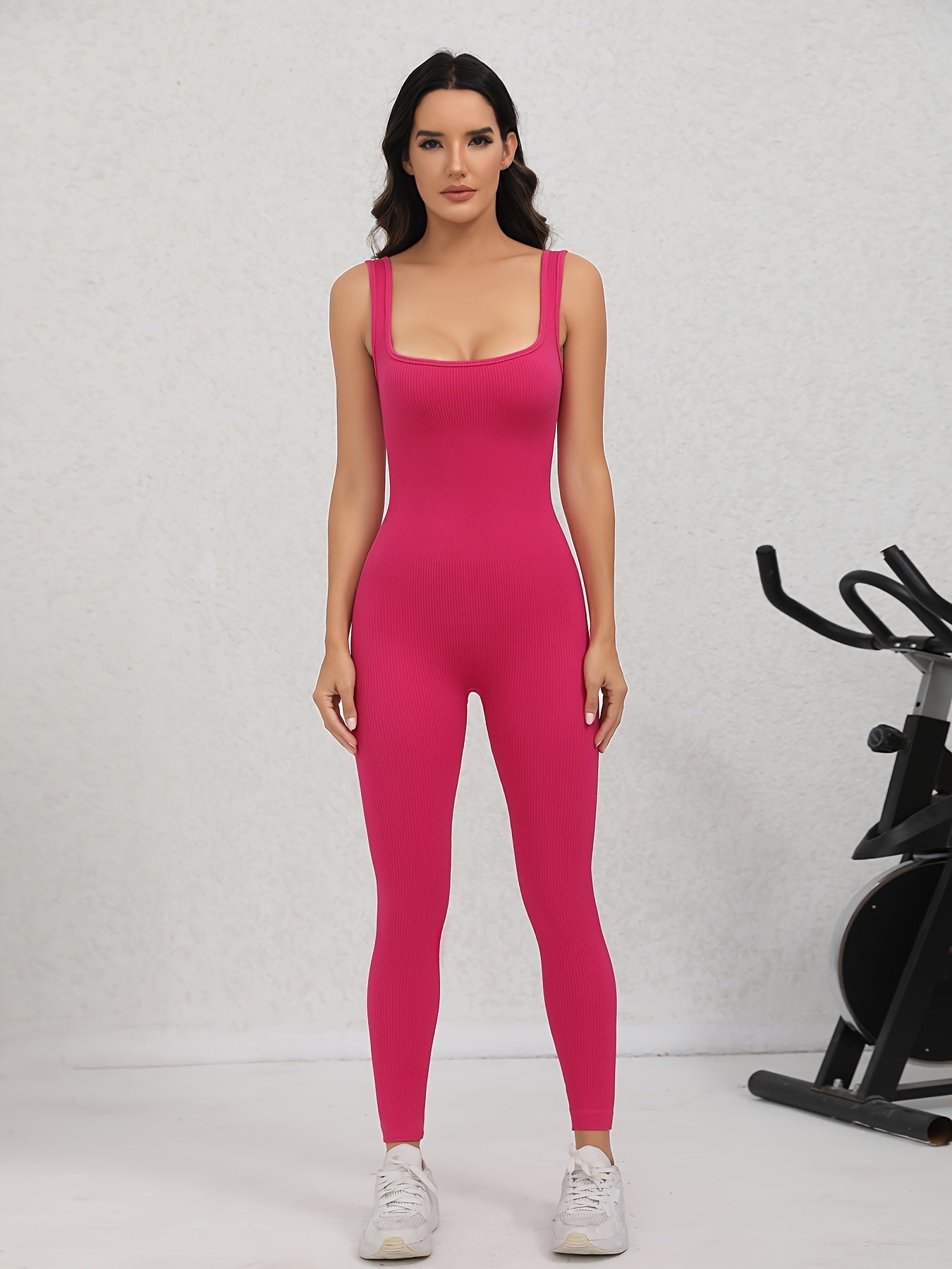 Women's Yoga Ribbed Bodysuit Sleeveless Jumpsuit