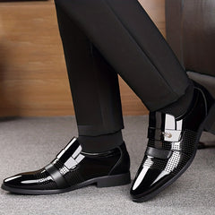 Men's Glossy Dress Shoes Comfy Slip On Leather Shoes