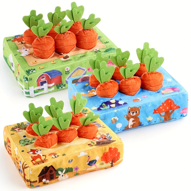 Baby Plush Toy Bite Radish Cloth Book Box Jungle Farm Matching Radish Toy