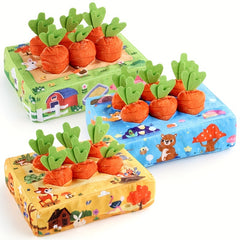 Baby Plush Toy Bite Radish Cloth Book Box Jungle Farm Matching Radish Toy