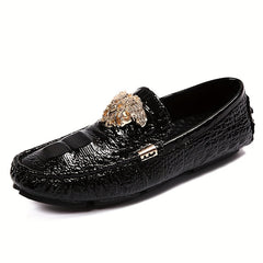 Men's Metallic Decor Loafer Shoes Slip On Moccasin Shoes