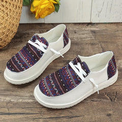 Women's Skate Shoes with Square Pattern, Lace-Up Canvas Sneakers