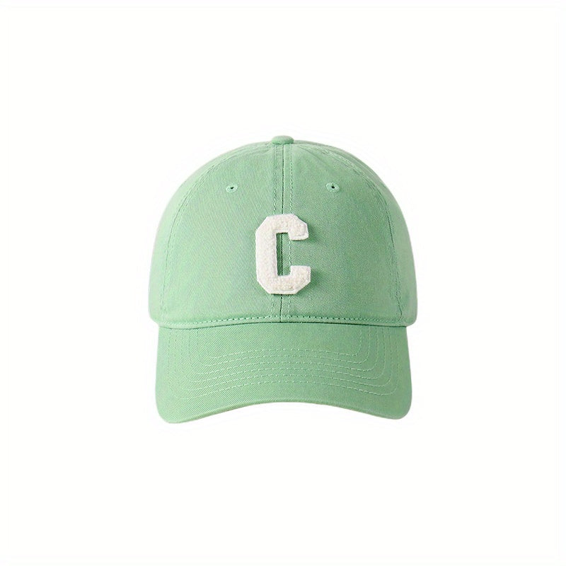 Letter Patch Baseball Cap Mint Green Lightweight Casual Sun Hat