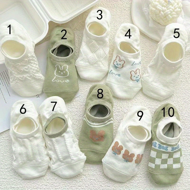 Girls Kids Cartoon Pattern Invisible Socks Breathable Non-slip Boat Socks