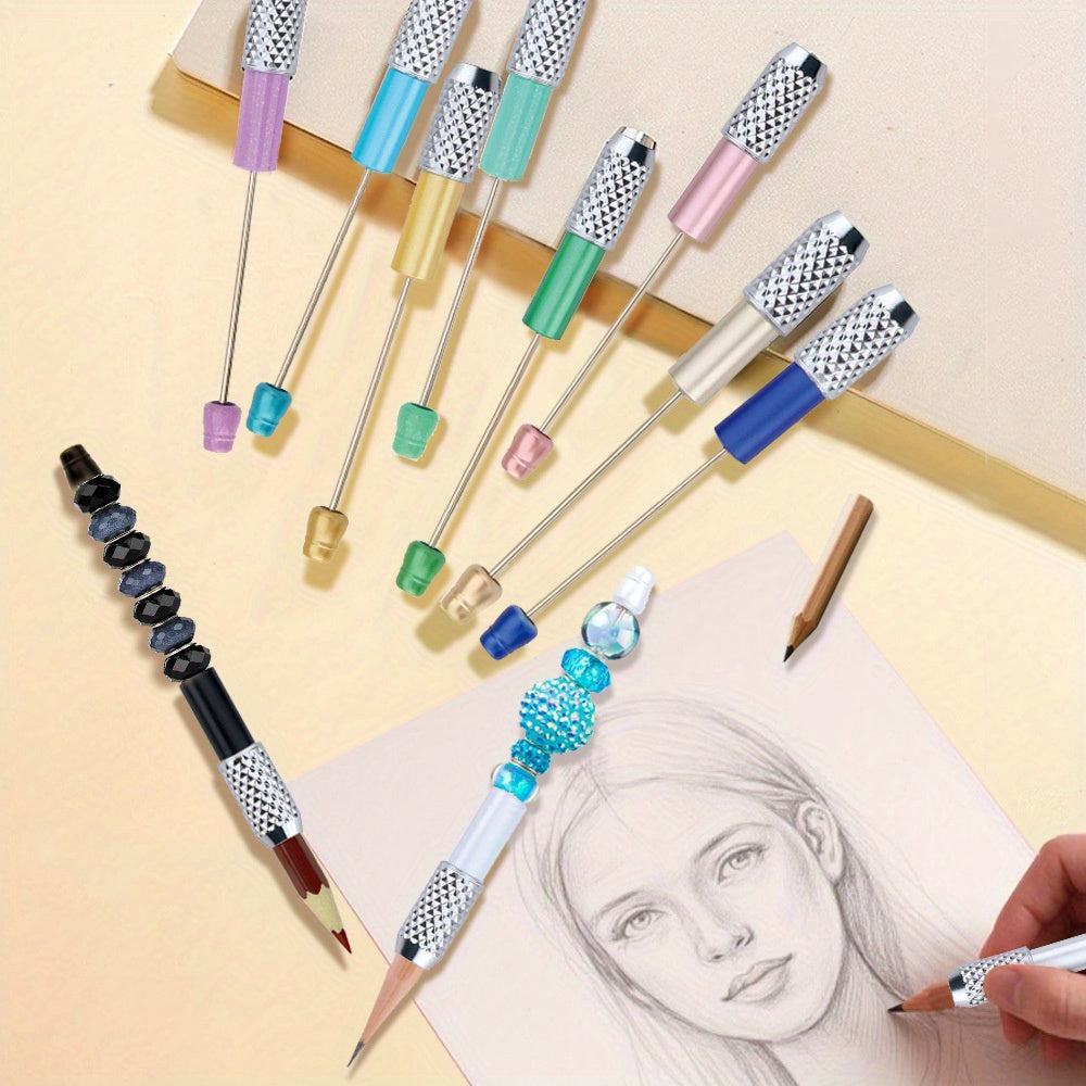 6pcs Beadable Pencil Extender DIY Colorful Pencil Lengthener Back to School Gift
