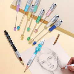 6pcs Beadable Pencil Extender DIY Colorful Pencil Lengthener Back to School Gift