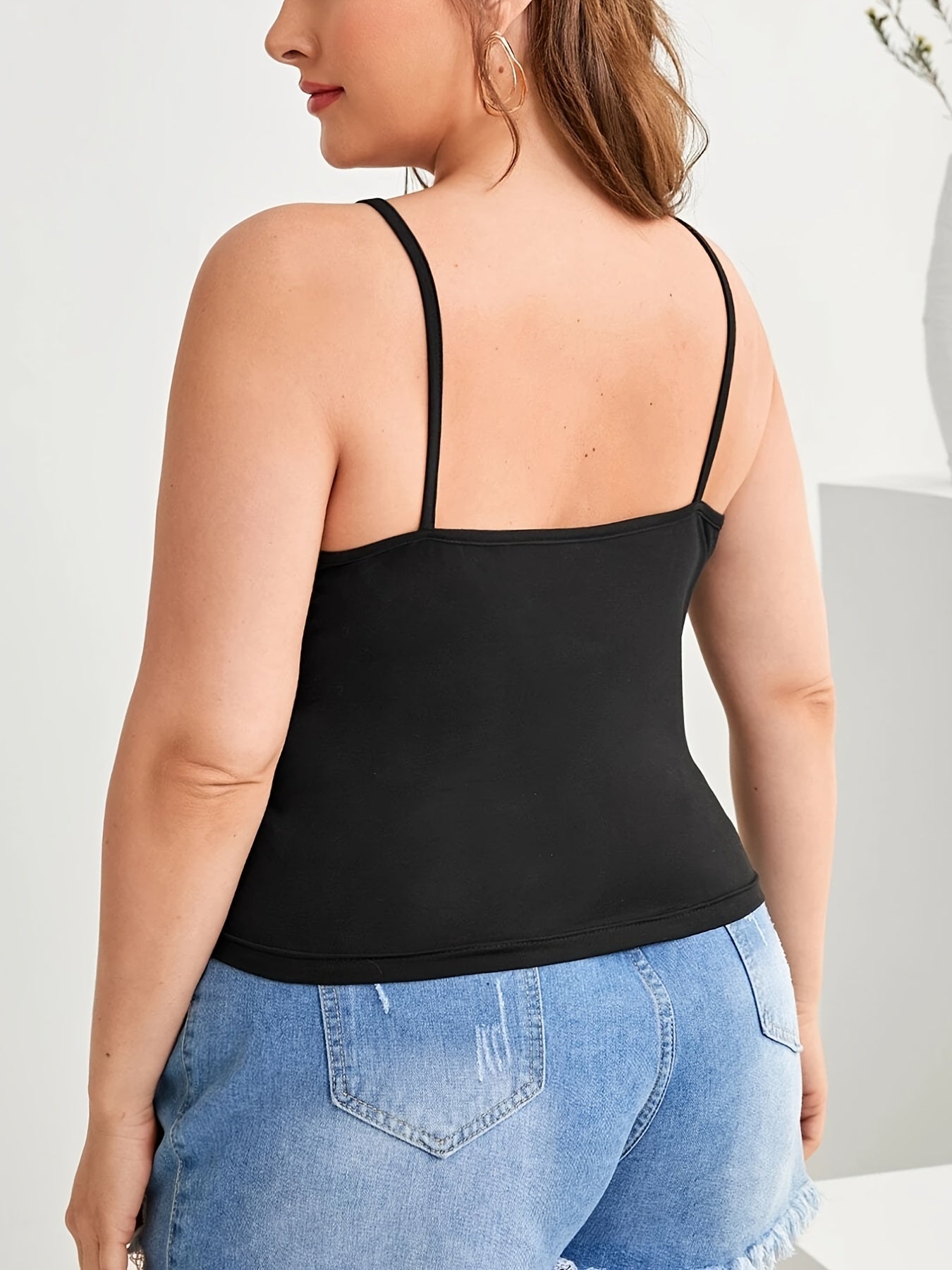  Casual Cami Top Women's Plus Criss Cross Round Neck Backless Cami Top