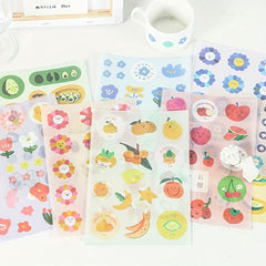 Washi Paper Sticker Flower Fruit Series Single Sheet