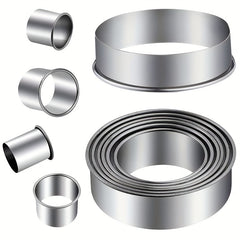 12pcs Stainless Steel Cake Mold Rings Set - Baking Tools Kitchen Gadgets