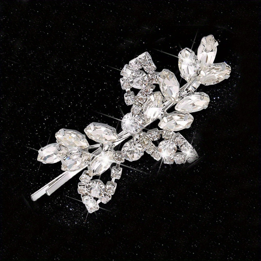 Crystal Hair Pins Rhinestone Hair Barrettes Wedding Rhinestone Leaf Hairpin