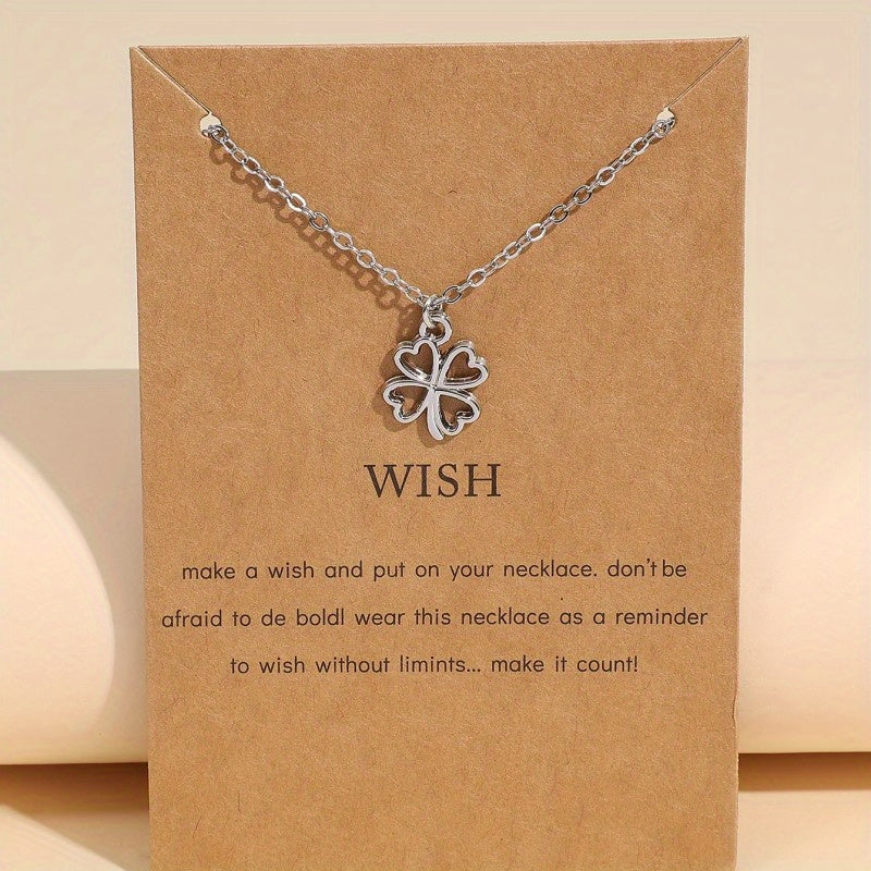 Lucky Clover Pendant Necklace Small Flower Chain Necklace