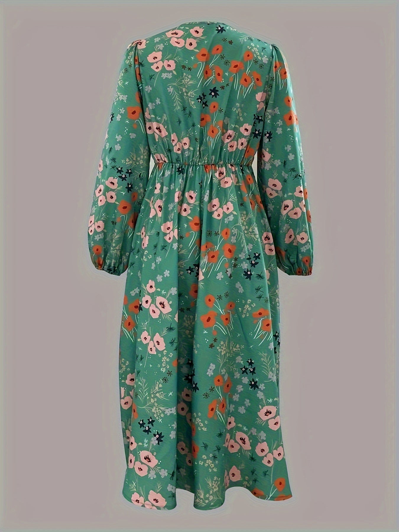  Floral Lantern Sleeve Maxi Dress