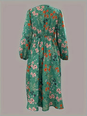  Floral Lantern Sleeve Maxi Dress