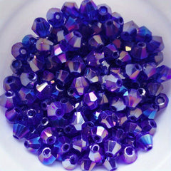 4mm Double Cone Crystal Rhombus Glass Beads DIY Beaded Bracelet Necklace