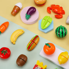Colorful Plastic Fruit and Vegetable Slicer Toy Set for Kids
