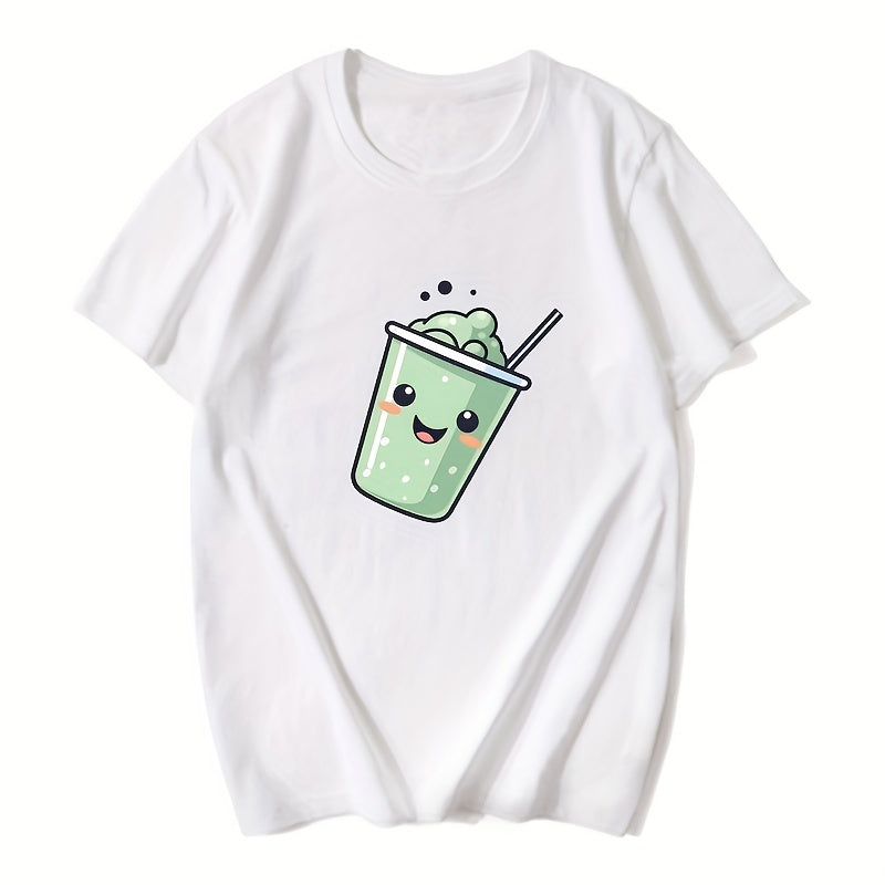 4pcs Cartoon Bubble Tea Heat Transfer Vinyl Patches DIY Clothing T Shirts Masks