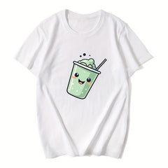 4pcs Cartoon Bubble Tea Heat Transfer Vinyl Patches DIY Clothing T Shirts Masks