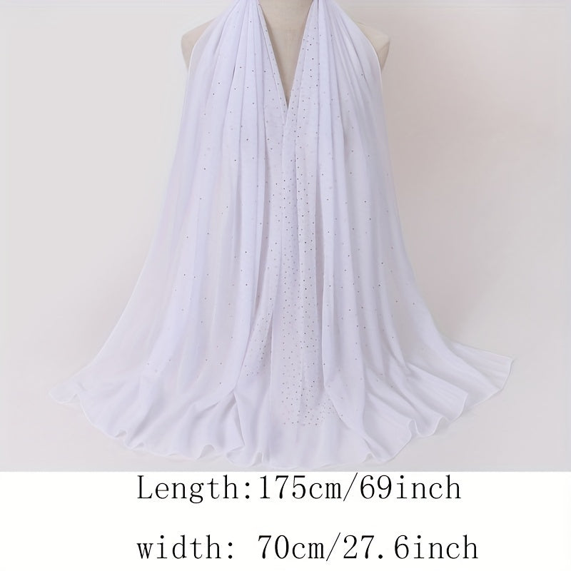 Rhinestone Hot Stamping Chiffon Scarf Solid Hijab Turban Classic Shawl