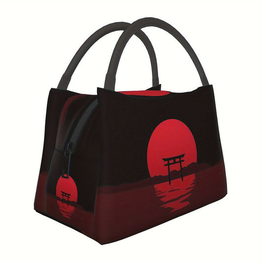 Japanese Sunset Scenery Insulated Lunch Bag with Zipper