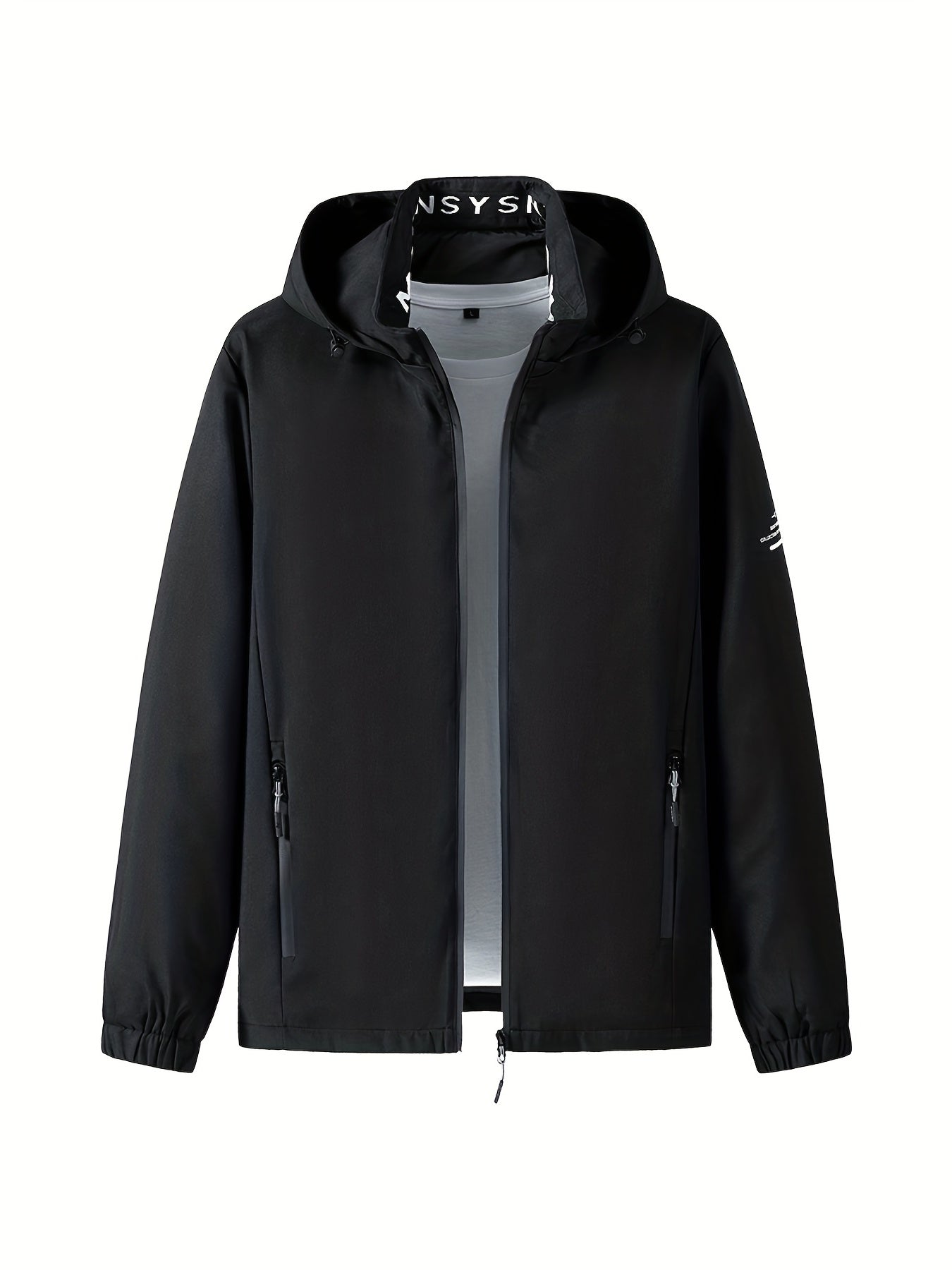 Windbreaker Jacket w/ Detachable Hood Men's Casual Zipper Coat
