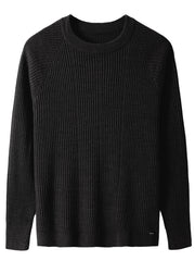 Men's Wool Blend Knitted Sweater - Casual & Warm Crew Neck Pullover