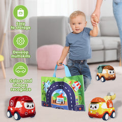Toddler Mini Car Toy For Boys Girls - 6 Pcs Construction Vehicles with Play Mat