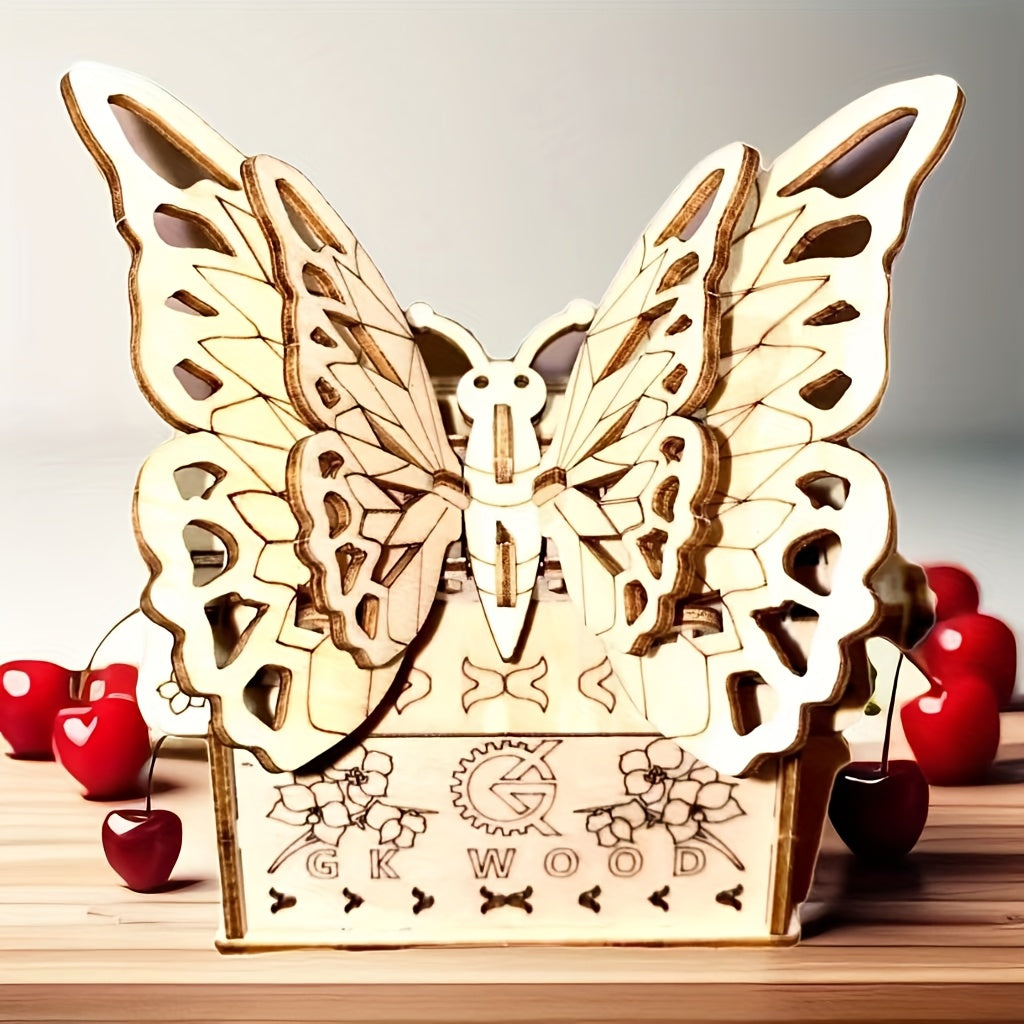 3D Butterfly Box Puzzle with Gear Mechanism