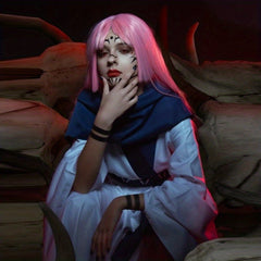 Long Straight Wig With Bangs Pink Strips Full Wig For Cosplay Party